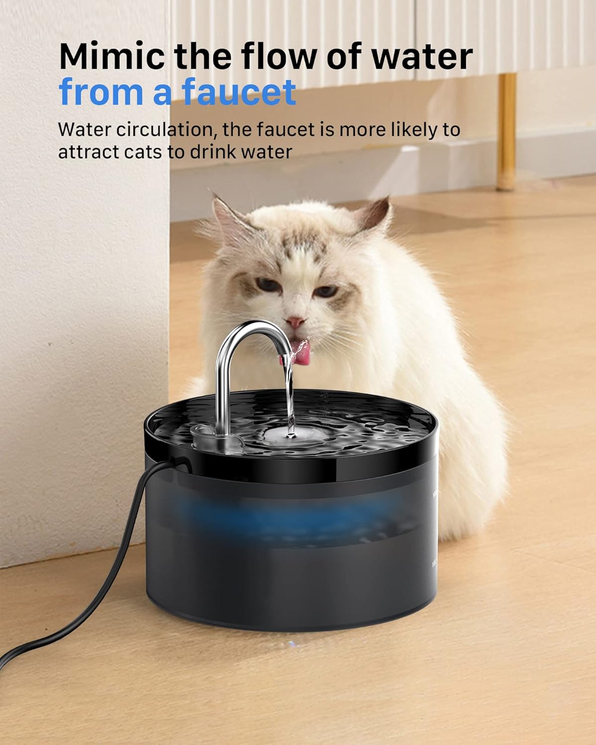 Bebedero Silencioso 2 L – Fuente con forma de grifo para gatos y perris mimados