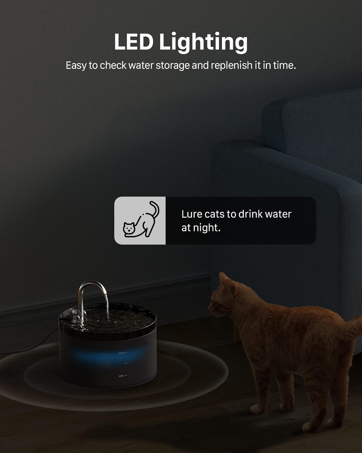 Bebedero Silencioso 2 L – Fuente con forma de grifo para gatos y perris mimados