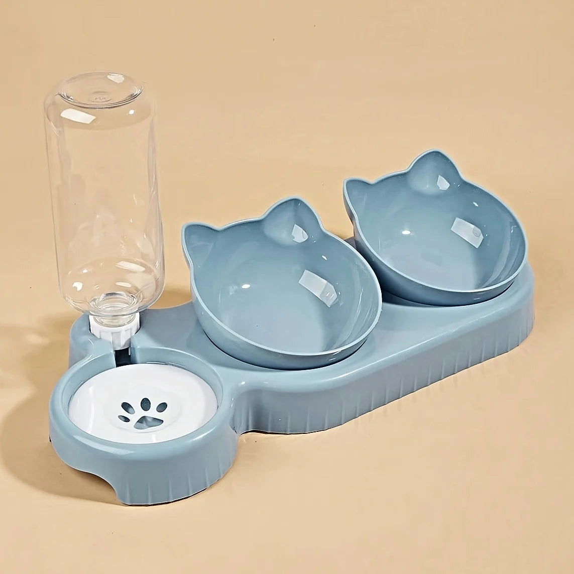 🐱 Estación de Mimos 3 en 1 para Gatos y Perritos: ¡Comedero Inclinado con Botellita Automática!