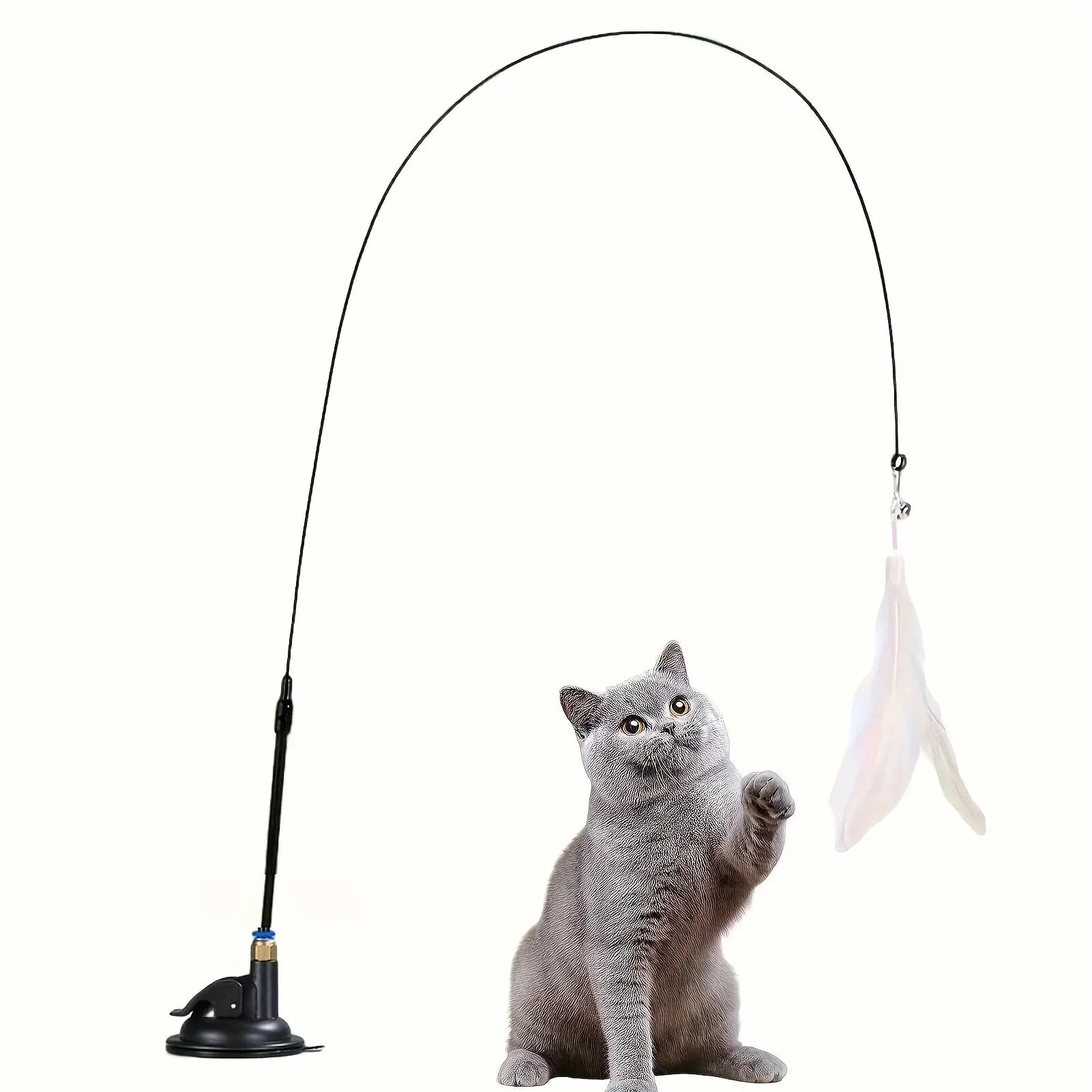 Juguete Caza-Plumas para Gatos – Con ventosa y campanita incluida