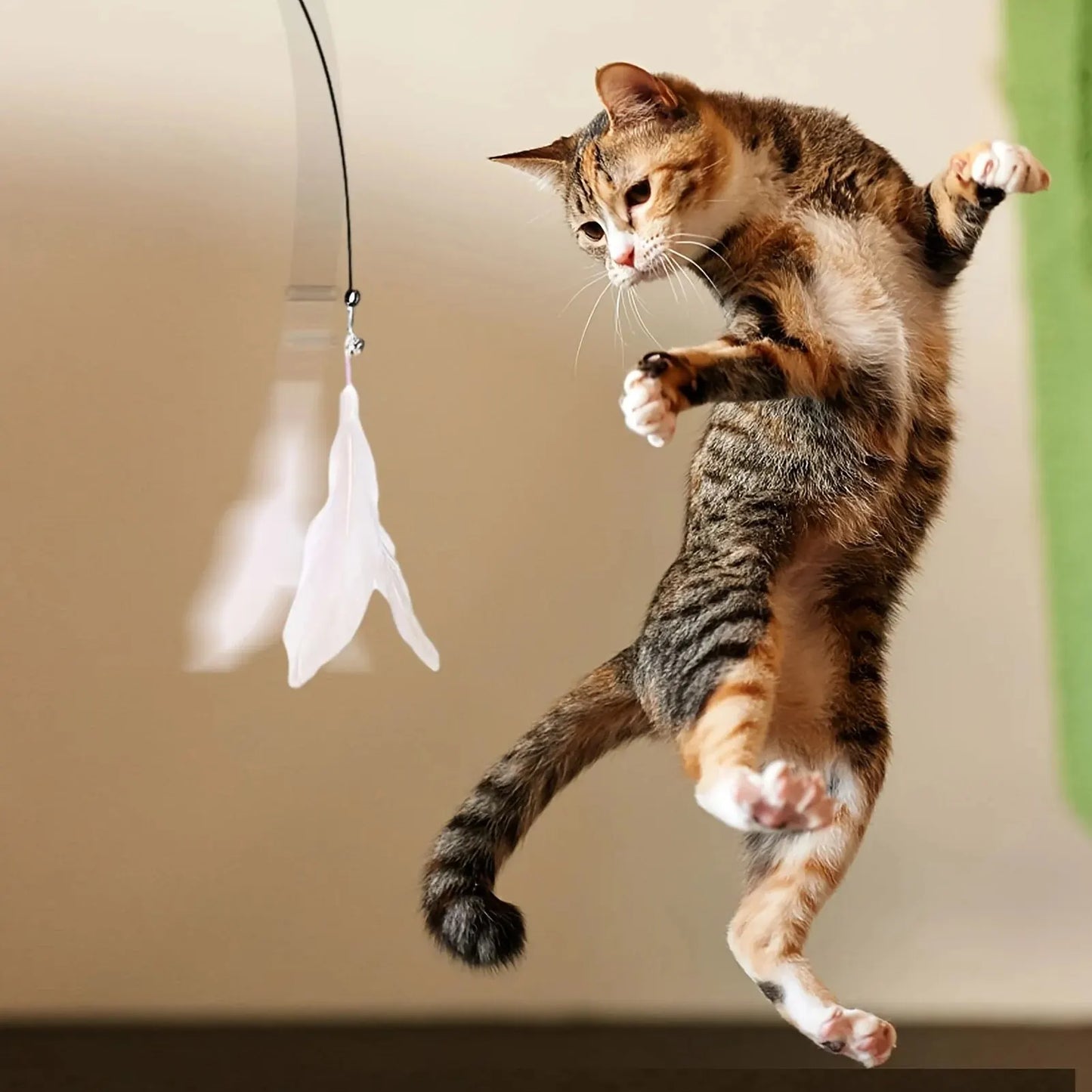 Juguete Caza-Plumas para Gatos – Con ventosa y campanita incluida