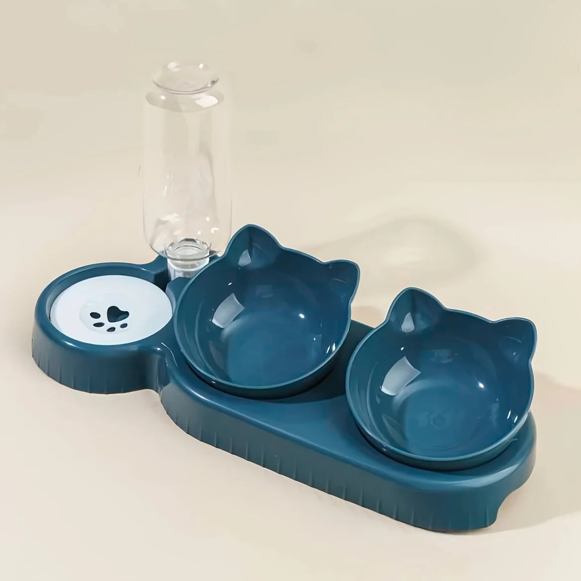 🐱 Estación de Mimos 3 en 1 para Gatos y Perritos: ¡Comedero Inclinado con Botellita Automática!
